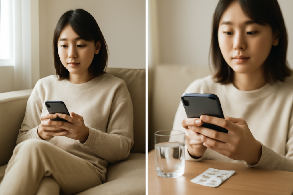ルナルナ おくすり便とデジタルクリニックの低用量ピルオンライン診療を比較するイメージ