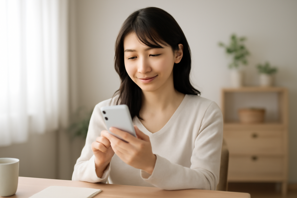スマホでオンライン診療を受ける女性のイメージ
